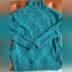 LOFT Teal Knit Crew Neck Sweater